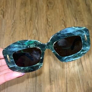 Loewe Anagram Marbled Green Cat Eye Sunglasses